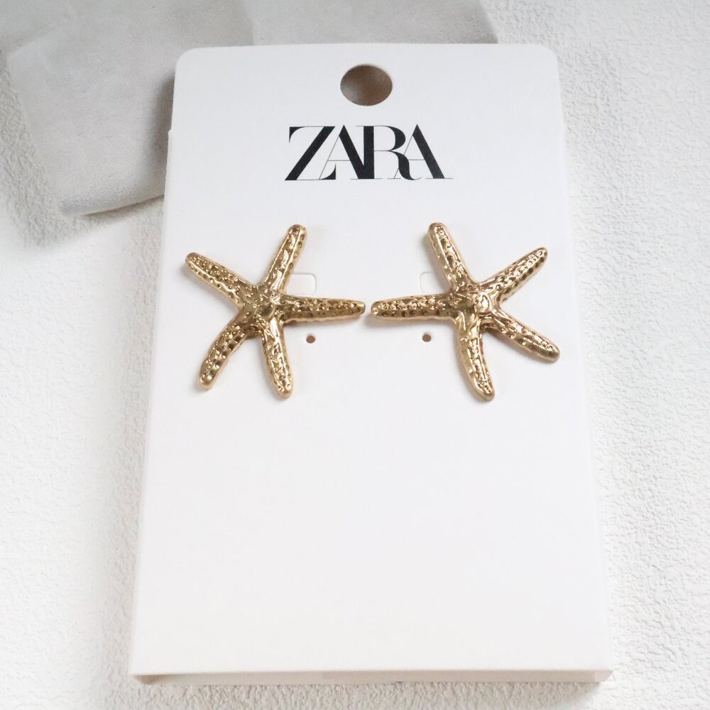 Zara Starfish Statement Earrings Beach Style Trendy Gold Accessories